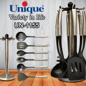 ست کفگیر و ملاقه یونیک 7 پارچه دسته استیل UN-1155