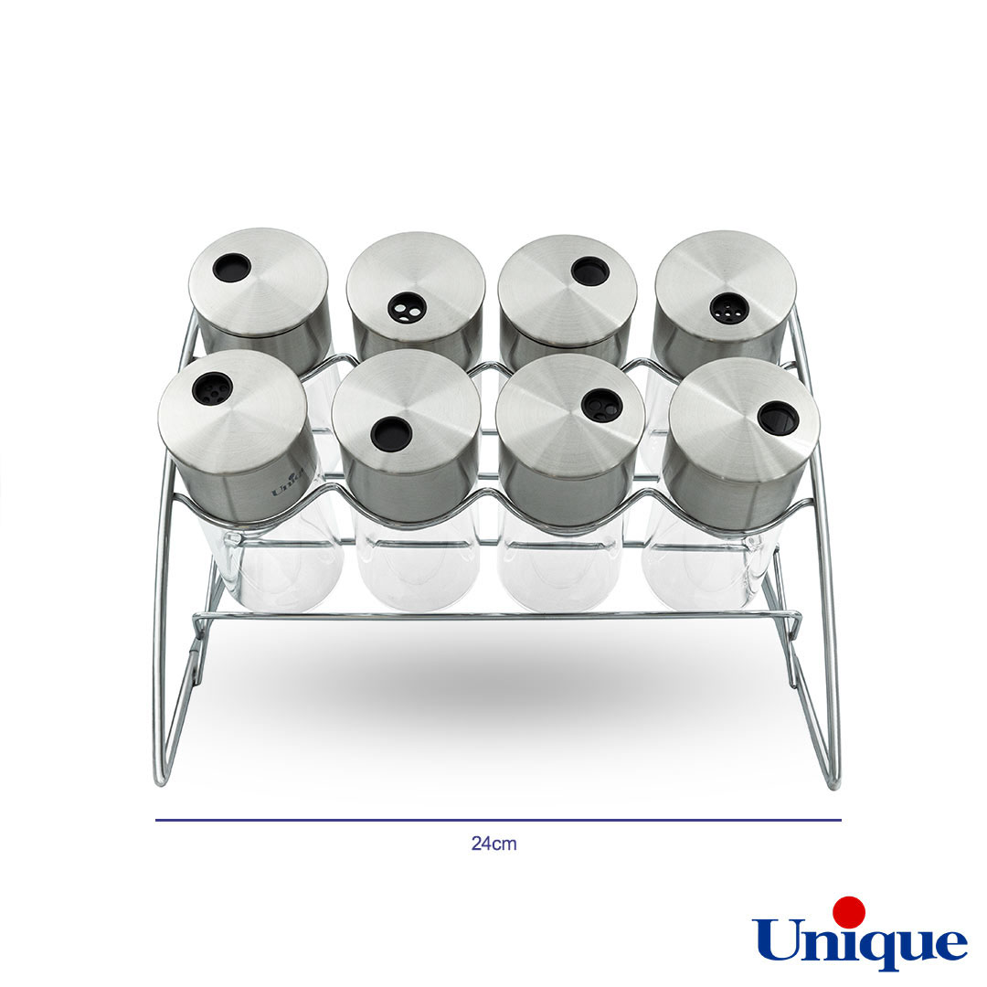 ست جا ادویه ای موجی استیل یونیک مستطیل 8تایی UN-1632 - Image 2