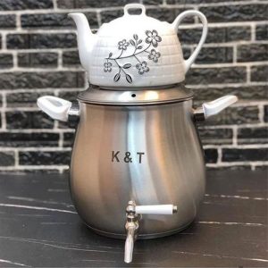 ست کتری و قوری K&T مدل کی اند تی | کتری استیل شیک و مقاوم