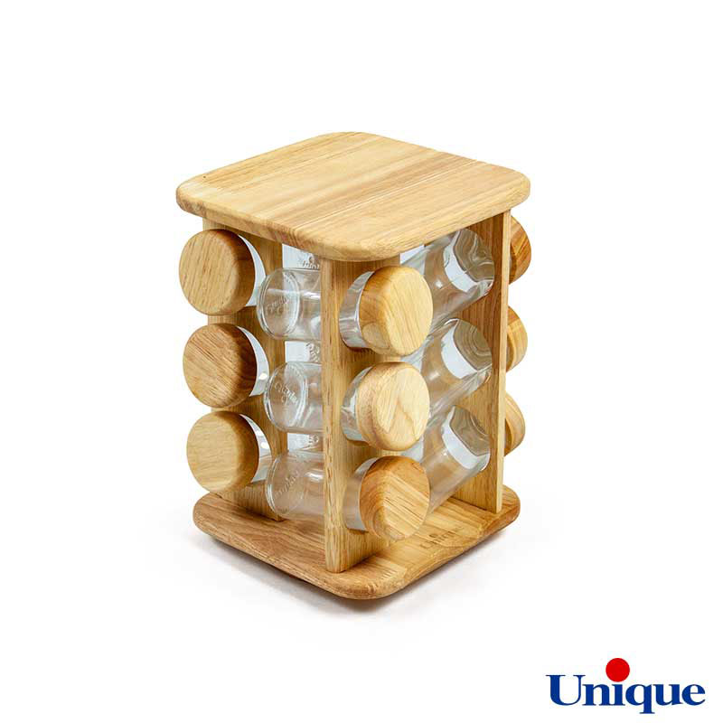 ست جاادویه ای گردان چوبی یونیک مربع 12 تایی UN-6111