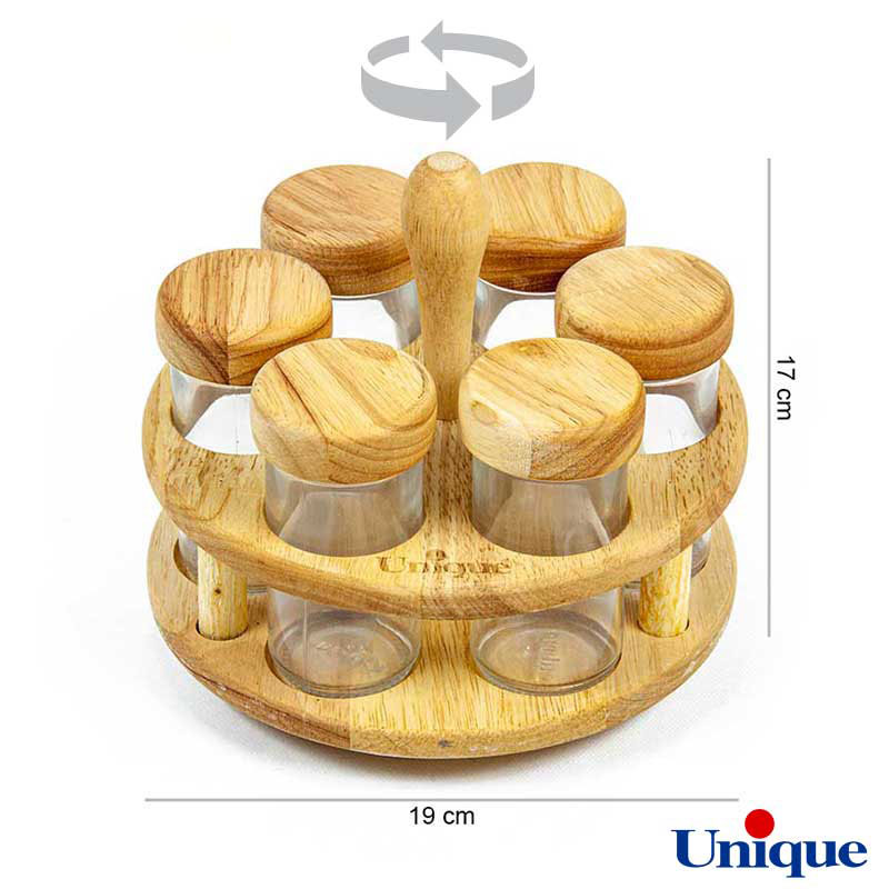 ست جاادویه ای گردان چوبی یونیک گرد 6 تایی UN-6119 - Image 4
