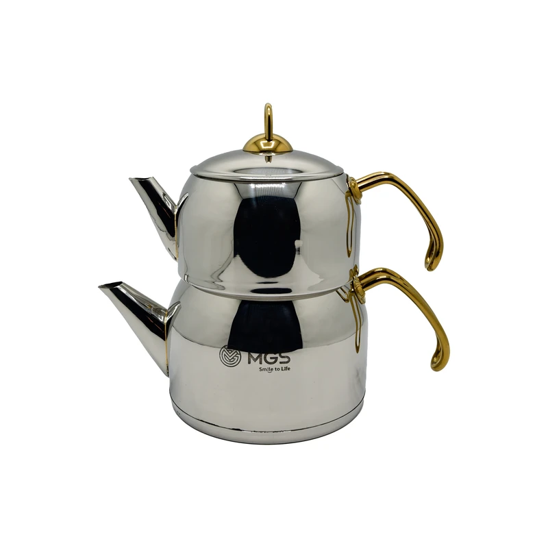 ست کتری و قوری ام جی اس طرح استیل طلایی کد K41014 - Image 10